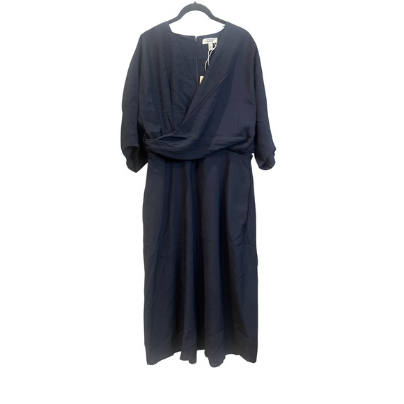 COS Dresses & Skirts - COS Navy‎ Blue Wrap Midi Dress V Neck 3/4 Sleeve Elegant Size 12